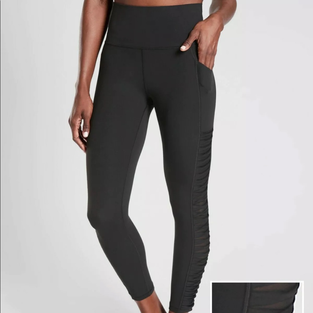 Athleta Black Side-Ruched High-Rise Leggings